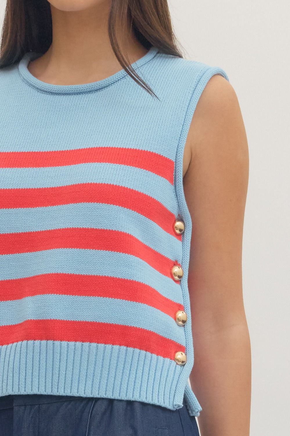 Blue and Red Entro Sweater Tank