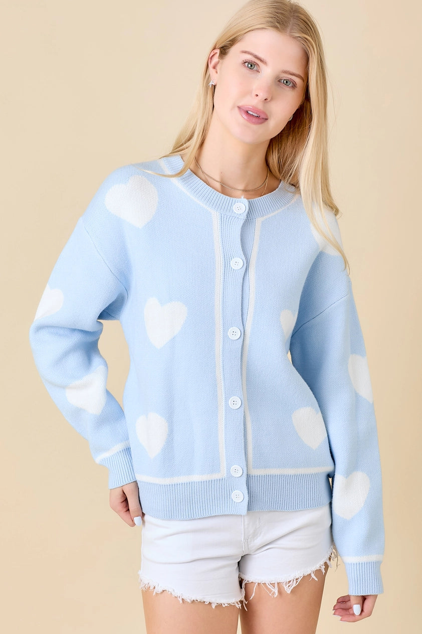 LIGHT BLUE HEART CARDIGAN