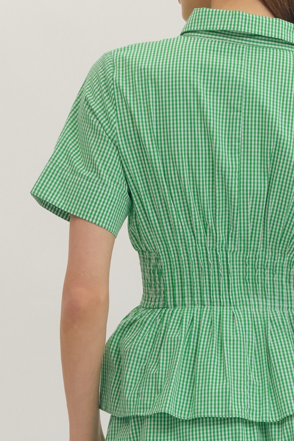 Allison Green Gingham Peplum Waist Midi