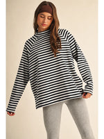 Witt Striped w NECK Long Sleeve Top- Black/Ivory