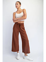 RAE MODE BUTTER SOFT CROPPED WIDE LEG PANT -CHESTNUT
