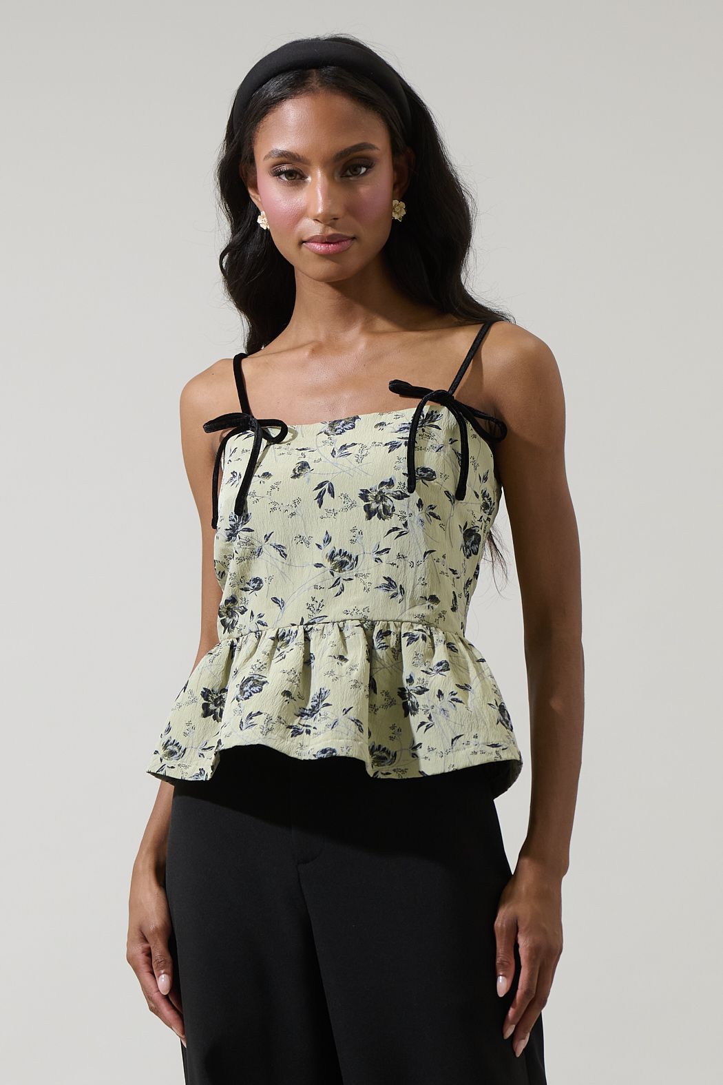 Ravelle Floral Peplum Bow Top