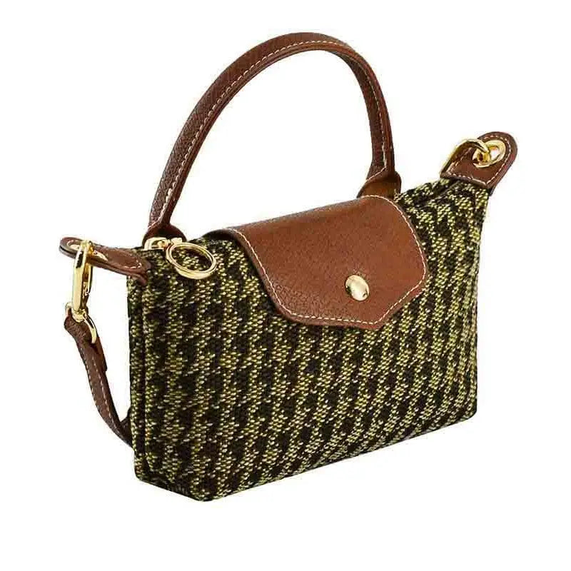 Nina Mini Houdstooth Crossbody- Olive