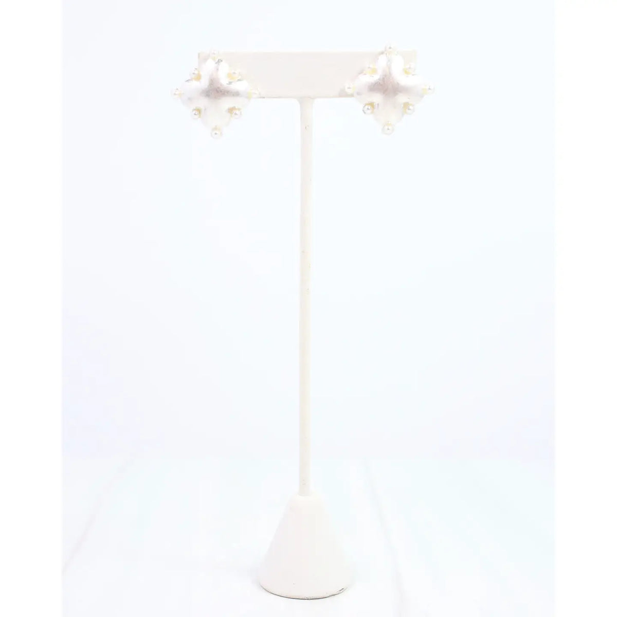 Caprice Clover and Pearl Stud Worn Silver