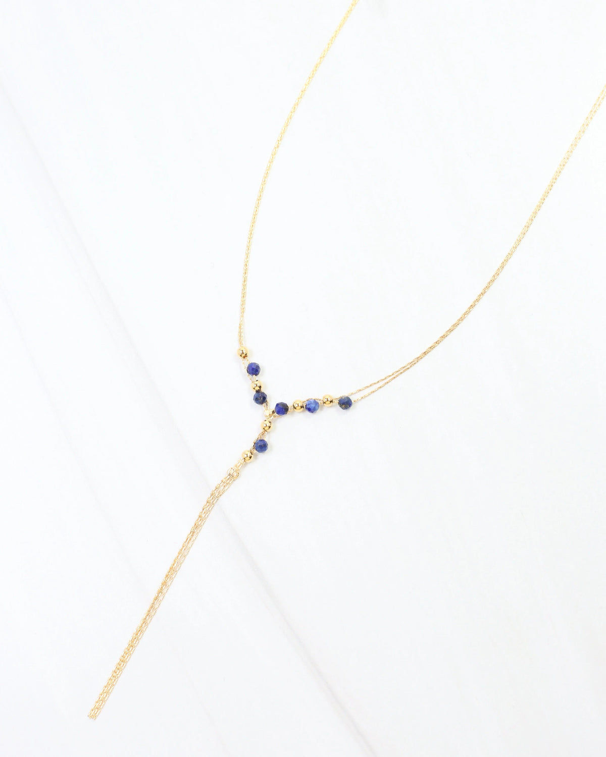 Merida Beaded Tassel Necklace Navy