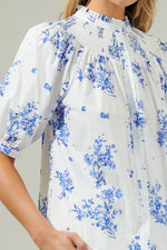 Bestia Floral Blossom Smocked Neckline Blouse