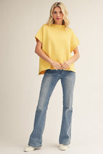 DROP SHOULDER COMFY SWEATER TOP- Yellow