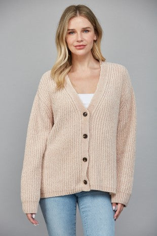 OATMEAL CHENILLE CARDIGAN by FATE