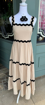RIC RAC MAXI DRESS comes in Khaki/Black or White/Royal