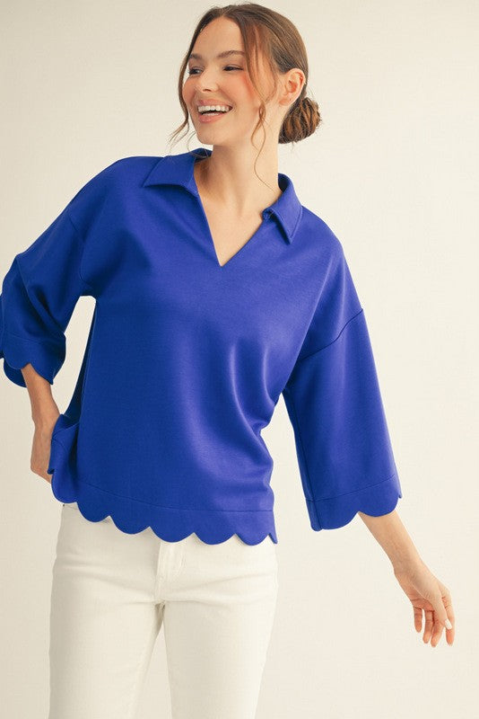 Bella Soft Scallop Edge Top - Royal