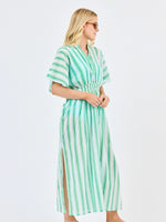 Priscilla Beach Cover Up Midi | Green + White Stripe