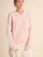 Marled Knit Button Up Sweater Cardigan - Pastel Pink
