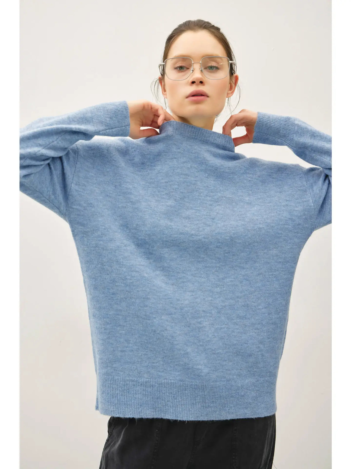 Soft Crewneck Classic Sweater-Country Blue