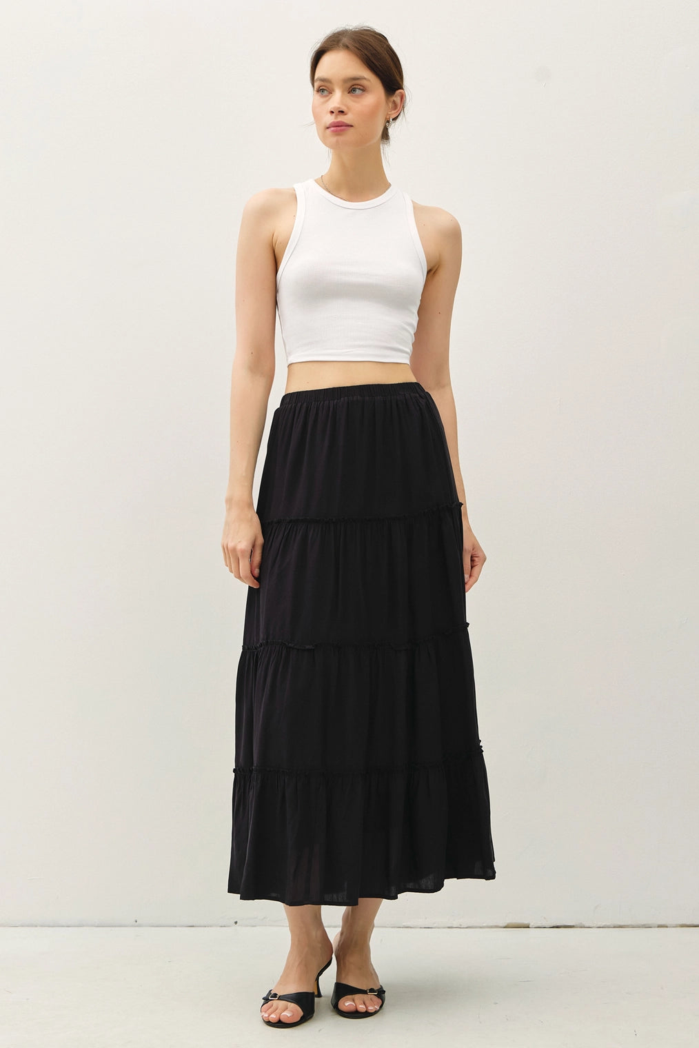 Taylor Tiered Maxi Skirt *available in BLACK or ECRU
