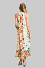 Bold Floral Print Halter Midi