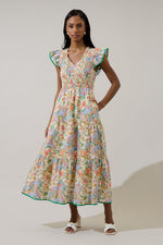 Sunfire Tiered Midi Dress Zamara Floral ( XS- XL)