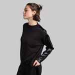 Rae Mode LUXE SATIN Crew Neck AND Straight Pant SET-BLACK