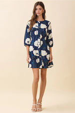 Bold Floral Print Button Down Button Front Dress
