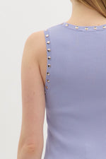 Solid Sweater Knit Tank with Silver Studded Accents