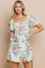 Mint Floral Eyelet Mini Dress