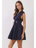 Delta Mini Dress with Removable Belt - Navy