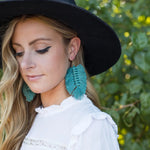 Royal or Teal** Macrame Leaf Earrings