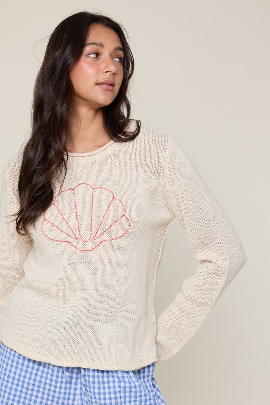 Sally Seashell Embroidered Sweater