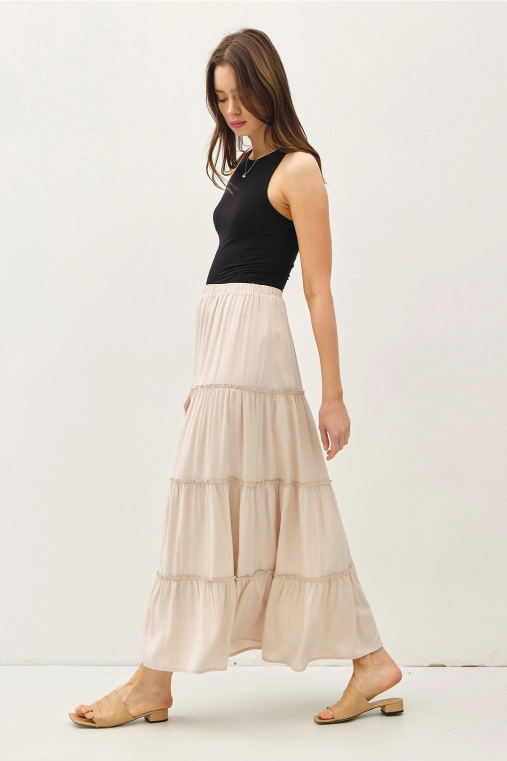 Taylor Tiered Maxi Skirt *available in BLACK or ECRU