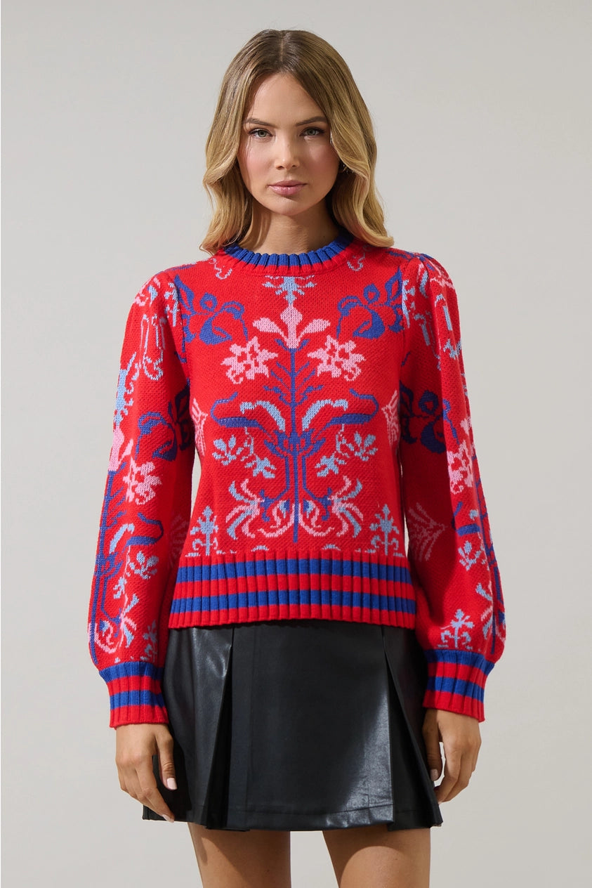 Almila Pleated Long Sleeve Sweater