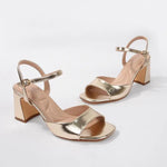 Cami Gold Block Heel Sandal