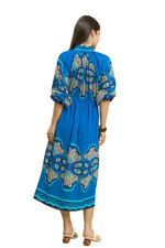 Plume Border Print Midi Dress