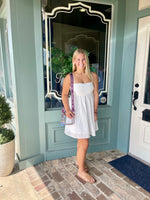 White Pleated Bodice with Back Bow Detail Mini Dress