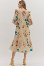 Beatrice Ecru Floral Print Midi
