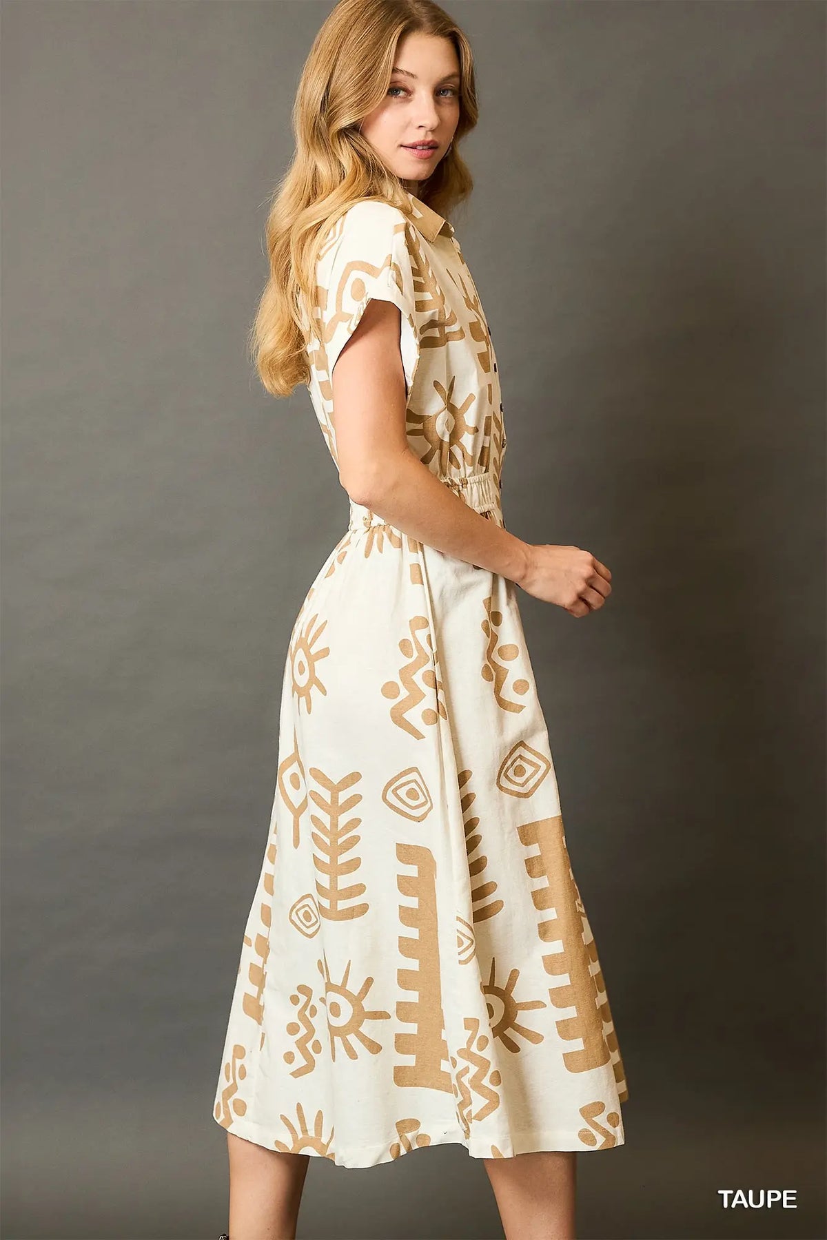 Haven Ivory/Taupe Printed Midi