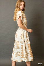 Haven Ivory/Taupe Printed Midi
