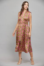GEORGIA OLIVE AND PINK ZIP FRONT DRESS BY FATE