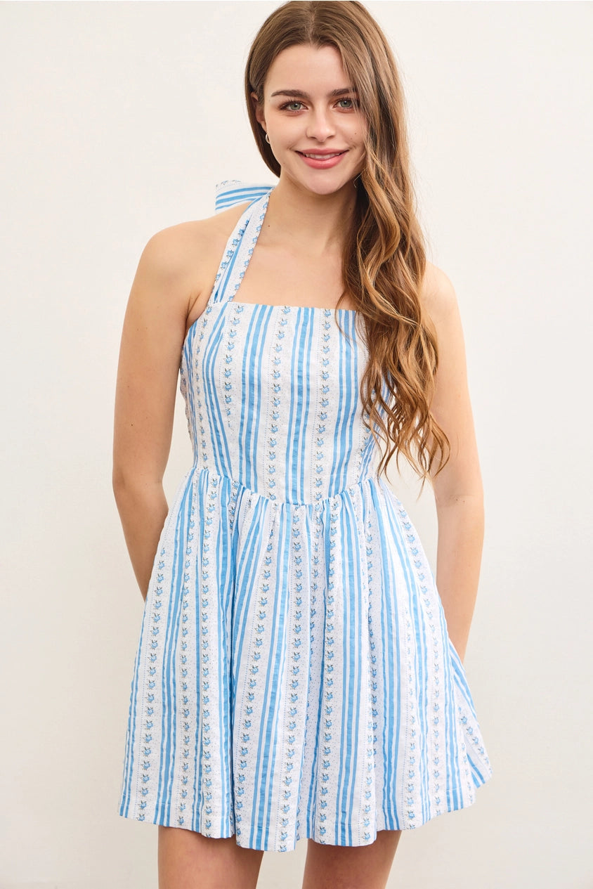 Dalia Floral Halter Tie Mini Dress