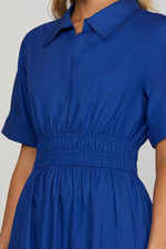Ritzy Royal Blue Maxi with Collar and Smocked Waist