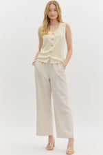 Abstract Ivory Gold Button Down Sweater Knit Vest
