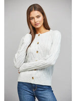 Classic Heather Grey Cable Knit Button Down Cardigan by Fate