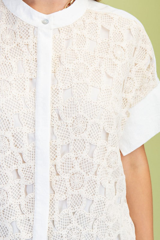 Gracen Crochet Lace Detail Top