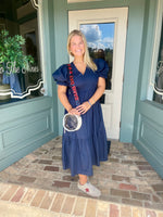 Beaded Navy and Red Game Day Purse Strap ( purse soldseparately)