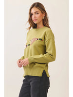 Flying Duck Intarsia Crew Neck Sweater- Chartreuse