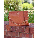 Ariana Crossbody Croc Pattern Saddle by Caroline Hill