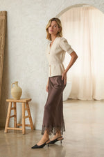 Cora V Neck Gold Button Sweater by Skies are Blue - Ivory