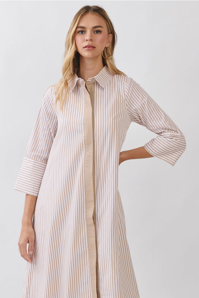 Rutledge Striped Maxi- Light Tan