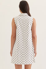 Jules Polka Dot Collar Mini Dress with Horsebit Pocket Detail