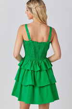 Smocked Ribbon Tiered Mini Dress