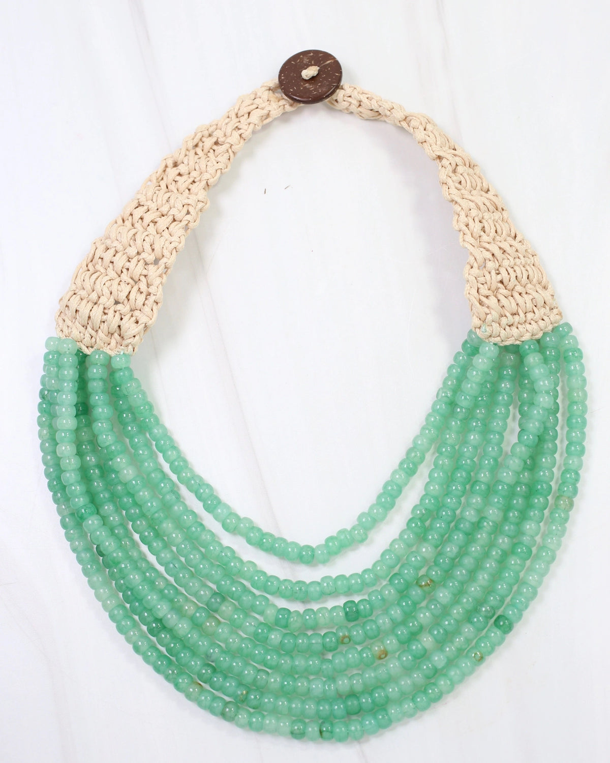 GREEN BEADED LAYERED NECKLACE