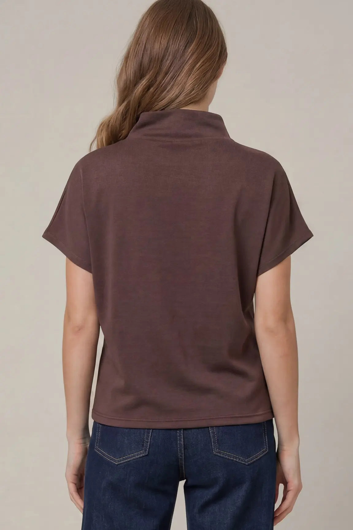 Eggplant Soft Mock Neck Top